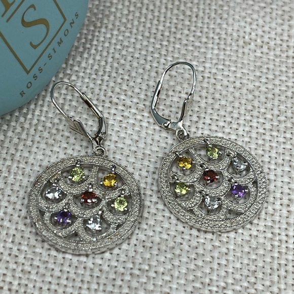 Vintage Ross-Simons Real Sterling Silver Multi-Gemstone Earrings - Picture 12 of 16